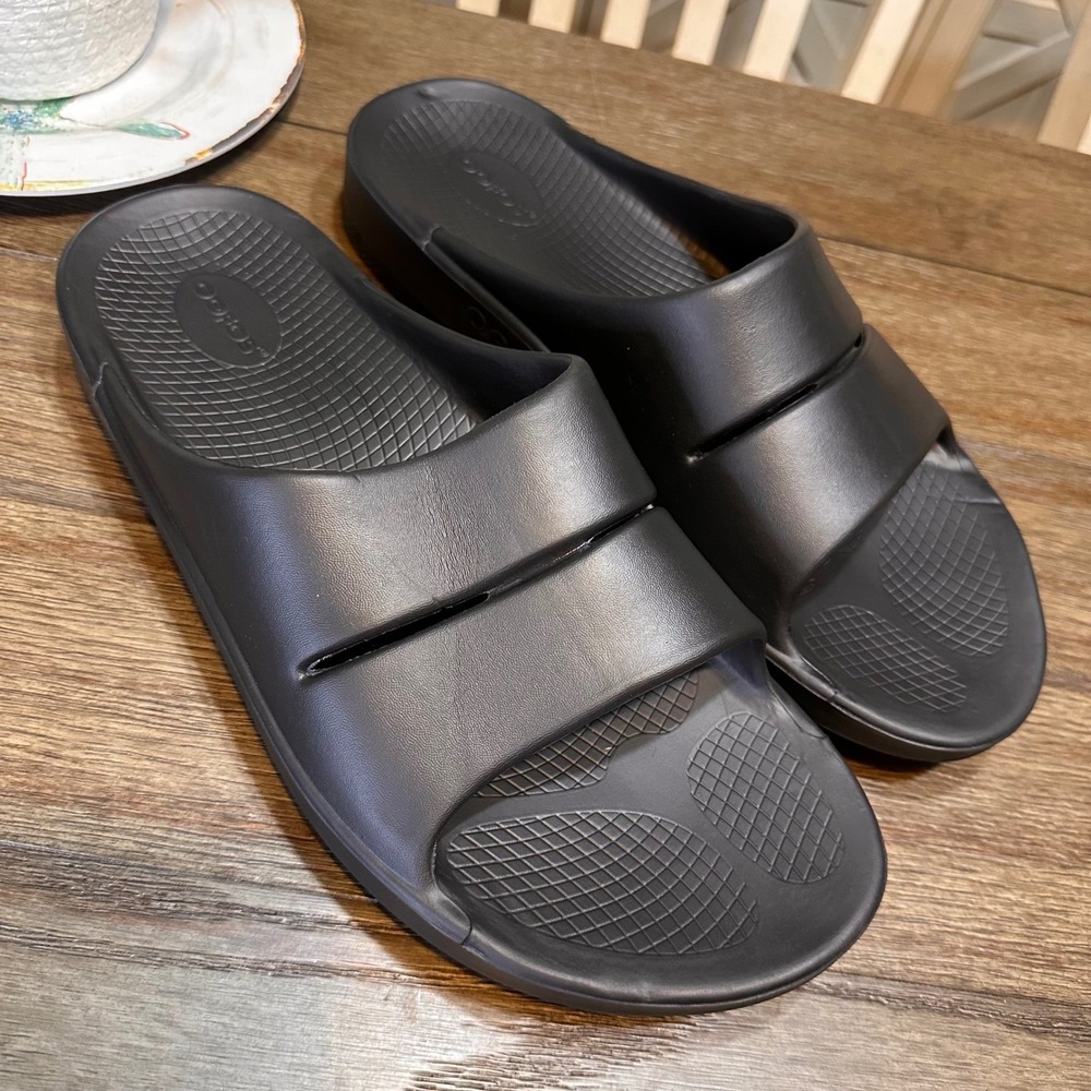 OOFOS Ooahh Slide Sandals Mens Black M14 EU 47 Recovery Comfort‎
